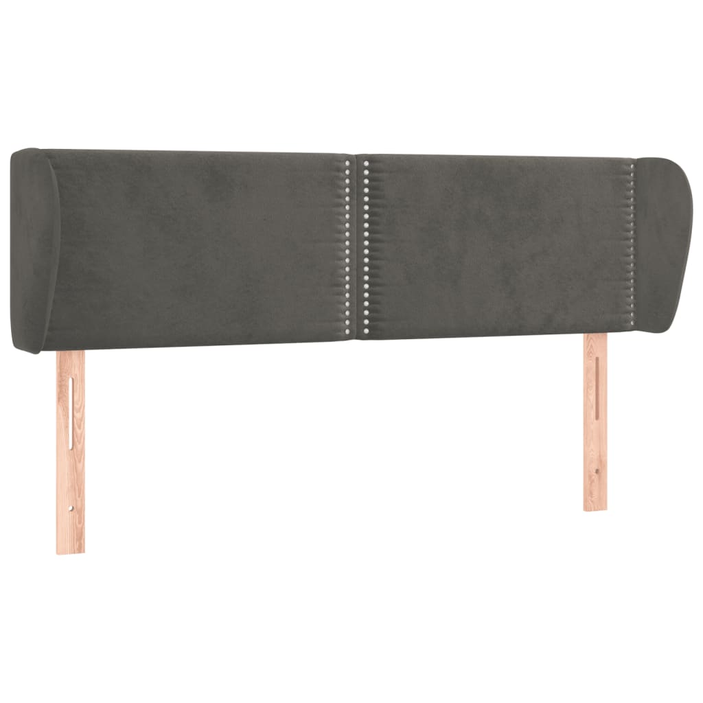 vidaXL Tăblie de pat cu aripioare gri închis 147x23x78/88 cm catifea vidaXL Tăblie de pat cu aripioare gri închis 147x23x78/88 cm catifea