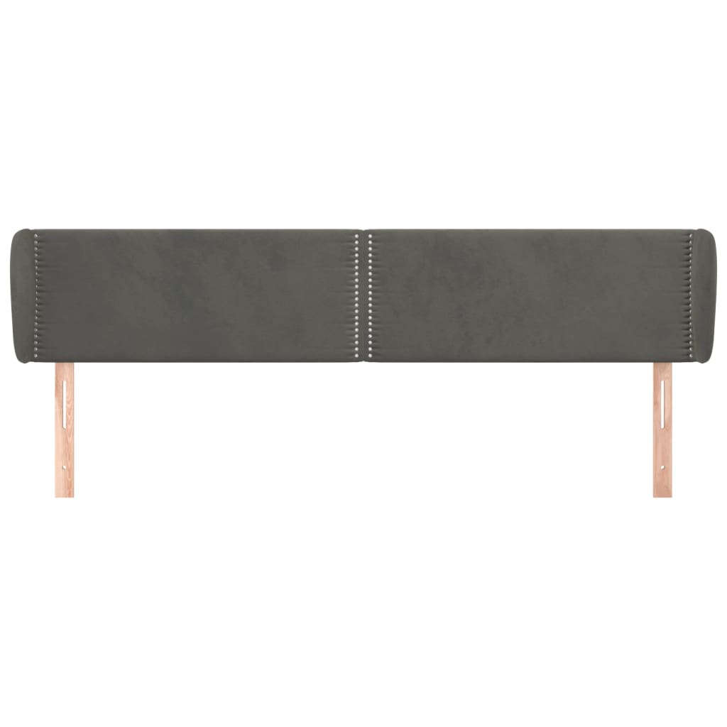 vidaXL Tăblie de pat cu aripioare gri închis 163x23x78/88 cm catifea vidaXL Tăblie de pat cu aripioare gri închis 163x23x78/88 cm catifea