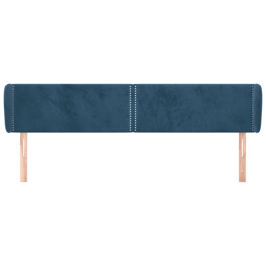 vidaXL Tăblie pat cu aripioare albastru închis 163x23x78/88 cm catifea