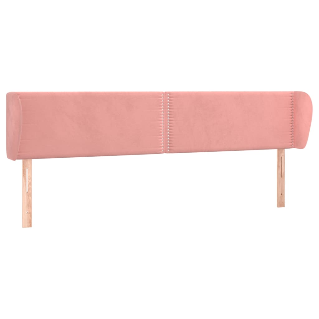 vidaXL Tăblie de pat cu aripioare roz 163x23x78/88 cm catifea