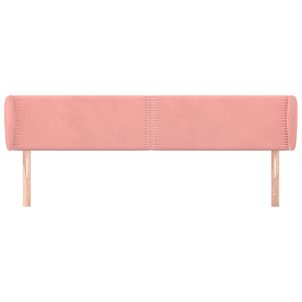 vidaXL Tăblie de pat cu aripioare roz 163x23x78/88 cm catifea