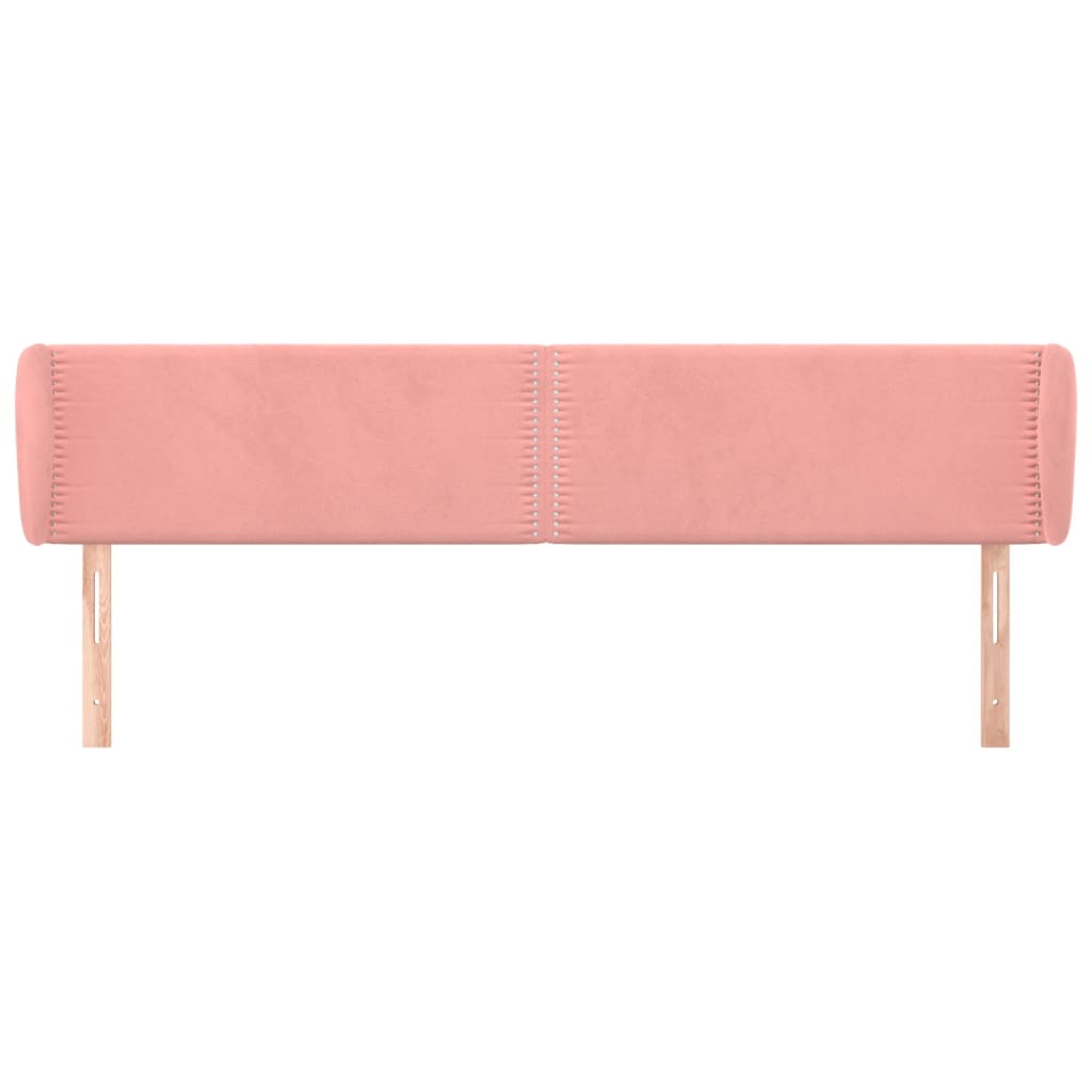 vidaXL Tăblie de pat cu aripioare roz 183x23x78/88 cm catifea