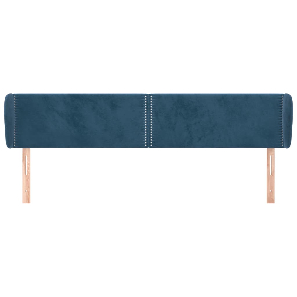 vidaXL Tăblie pat cu aripioare albastru închis 203x23x78/88 cm catifea