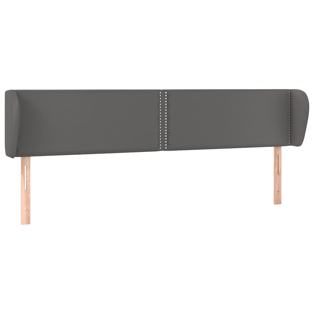 vidaXL Tăblie de pat cu aripioare gri 203x23x78/88 cm piele ecologică
