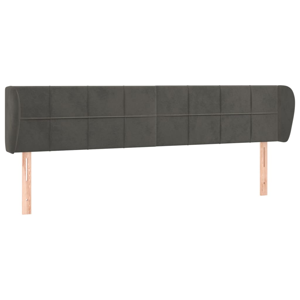 vidaXL Tăblie de pat cu aripioare gri închis 163x23x78/88 cm catifea vidaXL Tăblie de pat cu aripioare gri închis 163x23x78/88 cm catifea
