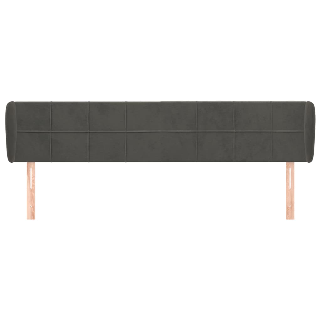 vidaXL Tăblie de pat cu aripioare gri închis 183x23x78/88 cm catifea