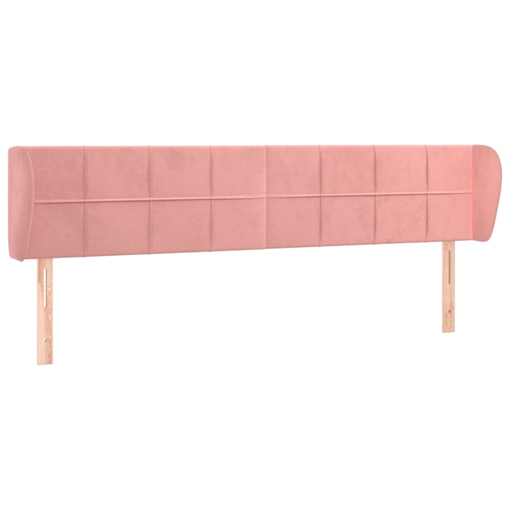 vidaXL Tăblie de pat cu aripioare roz 183x23x78/88 cm catifea