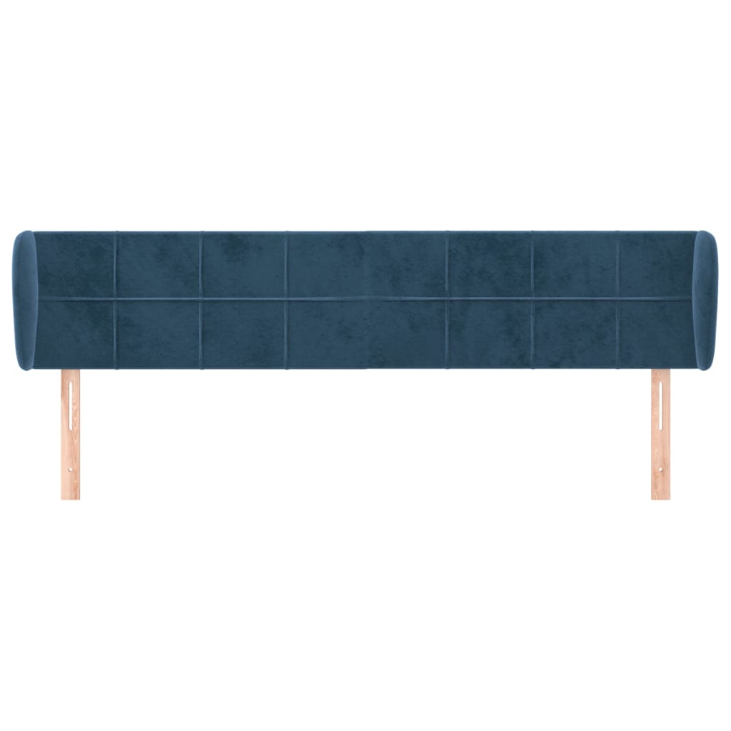 vidaXL Tăblie pat cu aripioare albastru închis 203x23x78/88 cm catifea