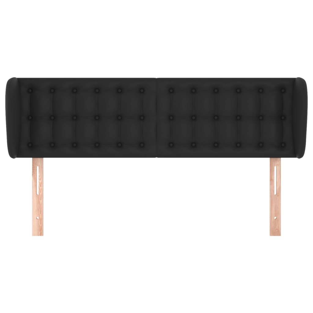 vidaXL Tăblie de pat cu aripioare negru 147x23x78/88cm piele ecologică