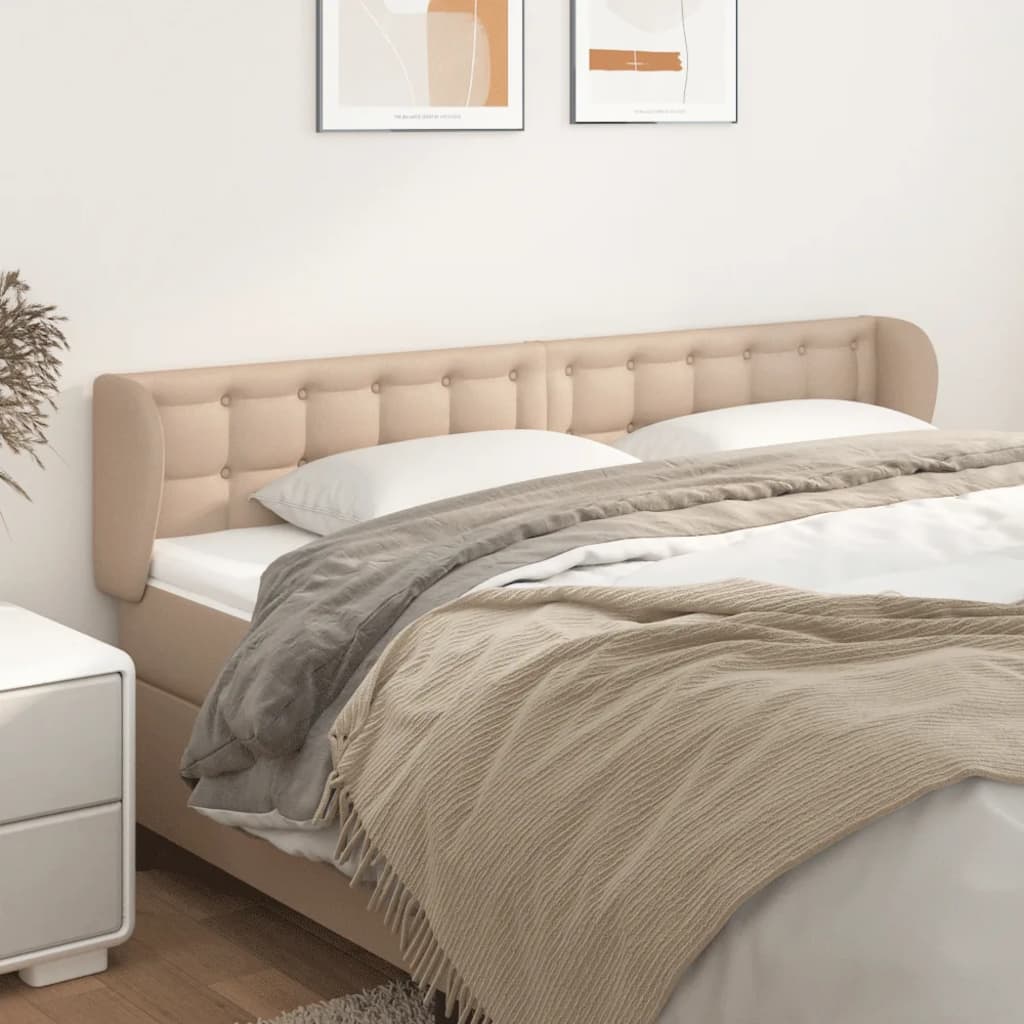 vidaXL Tăblie pat cu aripioare cappuccino 183x23x78/88 cm piele eco vidaXL Tăblie pat cu aripioare cappuccino 183x23x78/88 cm piele eco