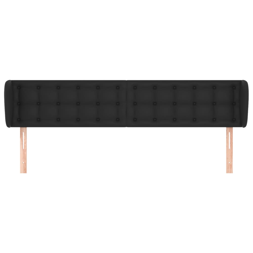 vidaXL Tăblie de pat cu aripioare negru 203x23x78/88cm piele ecologică