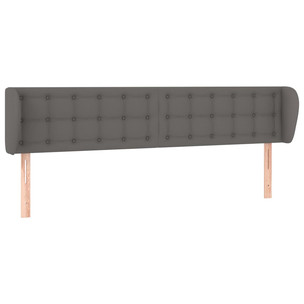 vidaXL Tăblie de pat cu aripioare gri 203x23x78/88 cm piele ecologică