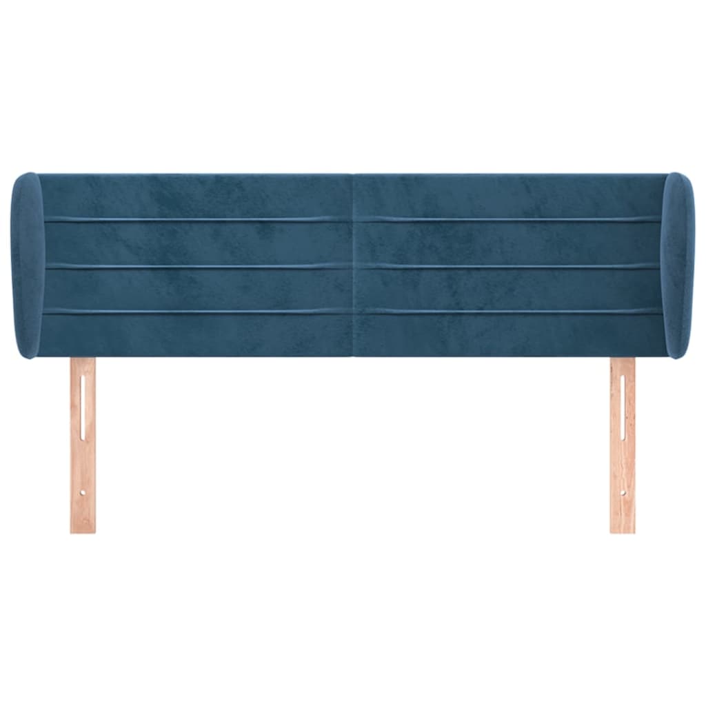 vidaXL Tăblie pat cu aripioare albastru închis 147x23x78/88 cm catifea