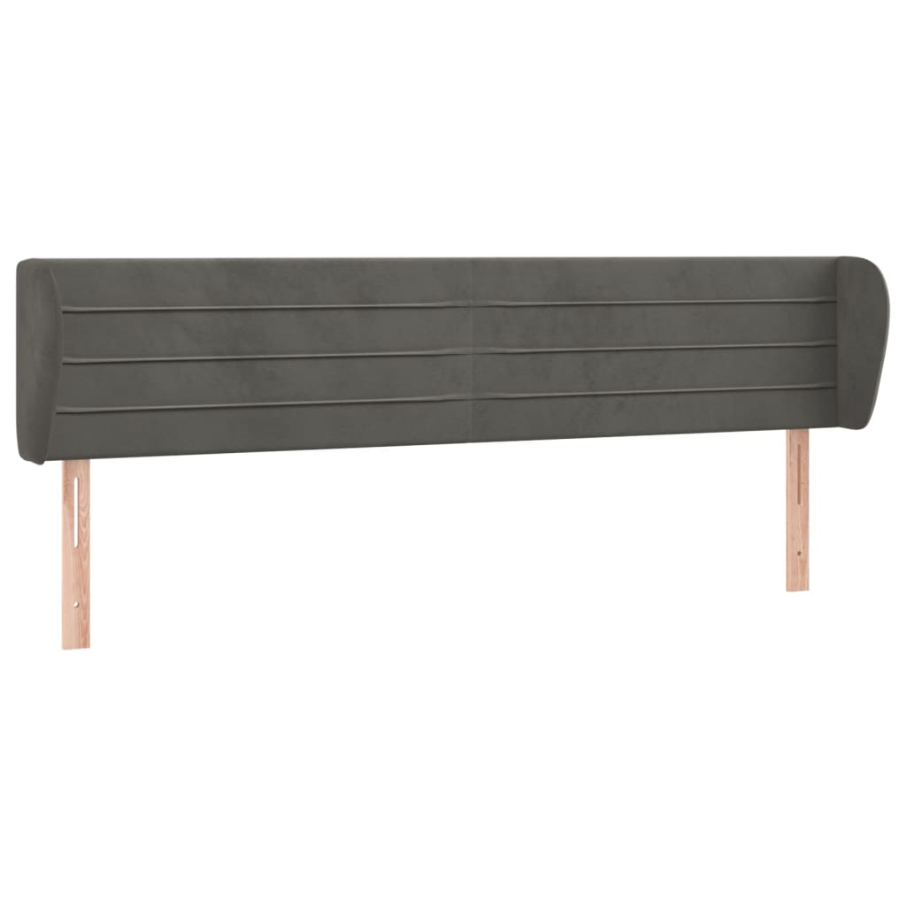 vidaXL Tăblie de pat cu aripioare gri închis 163x23x78/88 cm catifea vidaXL Tăblie de pat cu aripioare gri închis 163x23x78/88 cm catifea