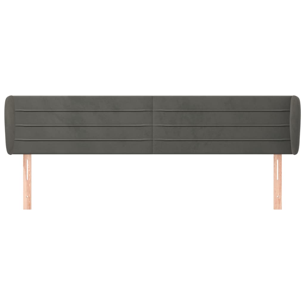 vidaXL Tăblie de pat cu aripioare gri închis 163x23x78/88 cm catifea vidaXL Tăblie de pat cu aripioare gri închis 163x23x78/88 cm catifea
