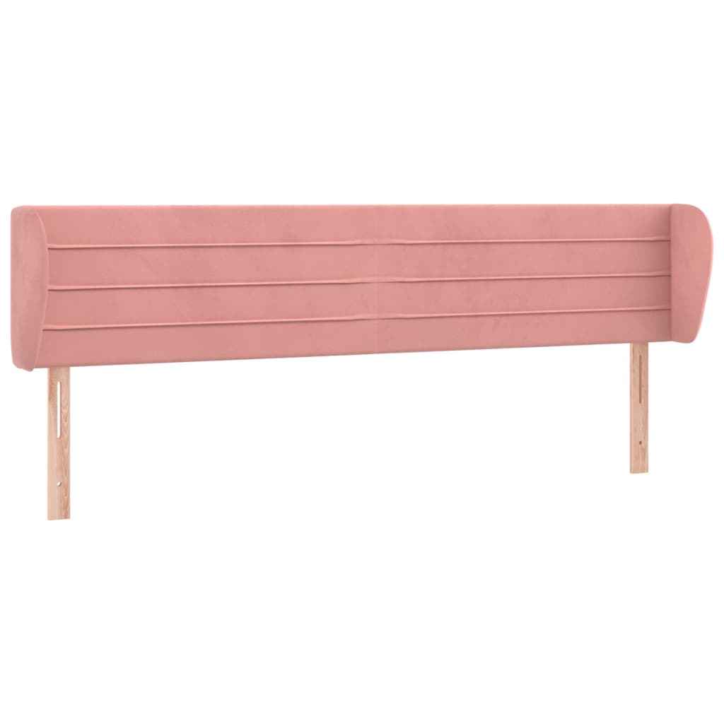 vidaXL Tăblie de pat cu aripioare roz 163x23x78/88 cm catifea