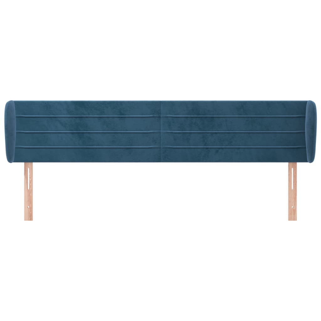 vidaXL Tăblie pat cu aripioare albastru închis 183x23x78/88 cm catifea