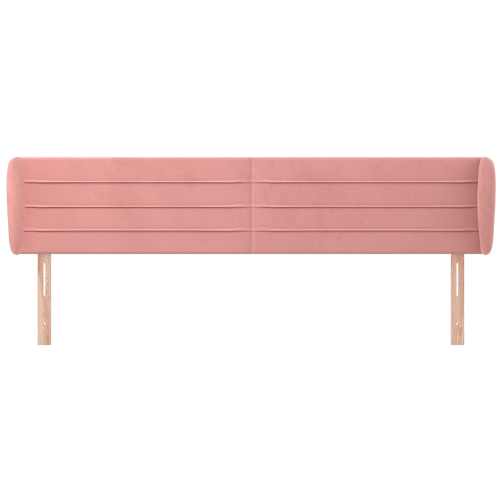 vidaXL Tăblie de pat cu aripioare roz 183x23x78/88 cm catifea