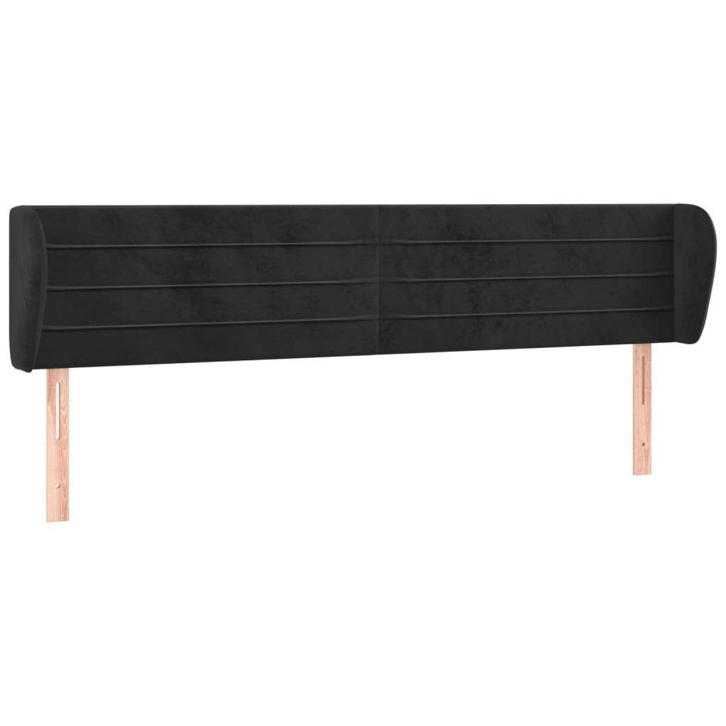 vidaXL Tăblie de pat cu aripioare negru 203x23x78/88 cm catifea