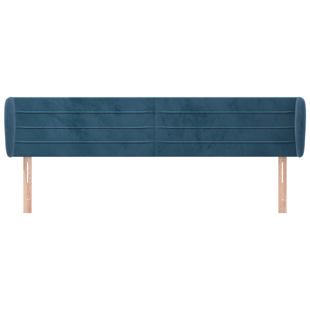 vidaXL Tăblie pat cu aripioare albastru închis 203x23x78/88 cm catifea