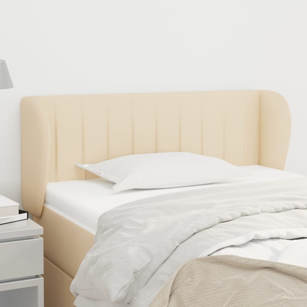 vidaXL Tăblie de pat cu aripioare crem 83x23x78/88 cm material textil vidaXL Tăblie de pat cu aripioare crem 83x23x78/88 cm material textil
