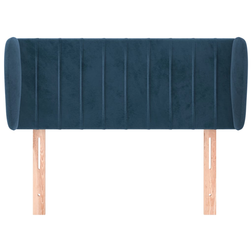 vidaXL Tăblie pat cu aripioare albastru închis 93x23x78/88 cm textil