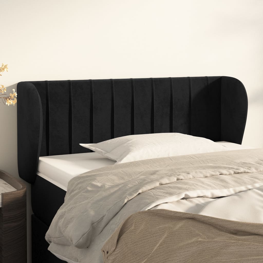 vidaXL Tăblie de pat cu aripioare negru 103x23x78/88 cm catifea vidaXL Tăblie de pat cu aripioare negru 103x23x78/88 cm catifea