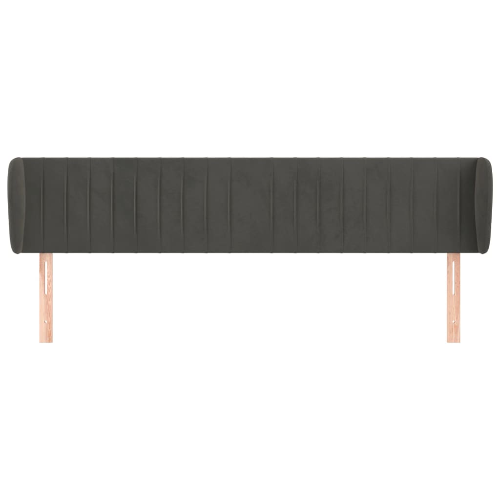 vidaXL Tăblie de pat cu aripioare gri închis 163x23x78/88 cm catifea vidaXL Tăblie de pat cu aripioare gri închis 163x23x78/88 cm catifea