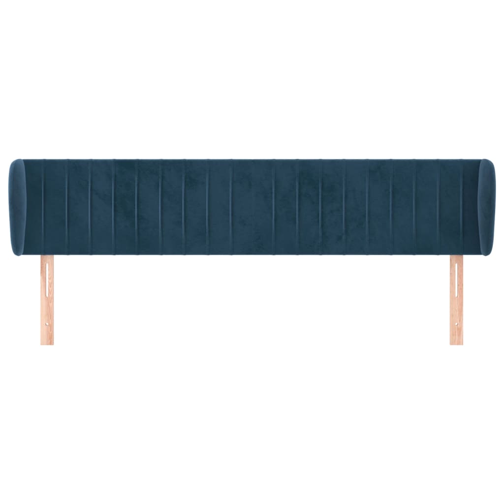 vidaXL Tăblie pat cu aripioare albastru închis 163x23x78/88 cm catifea