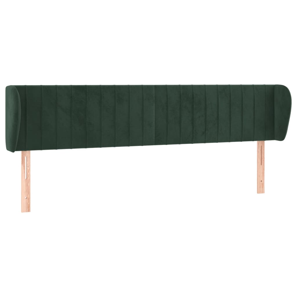 vidaXL Tăblie de pat cu aripioare verde închis 183x23x78/88 cm catifea