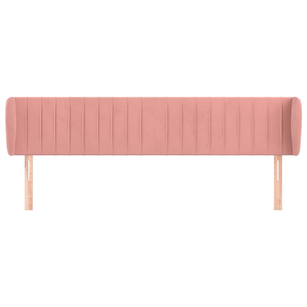 vidaXL Tăblie de pat cu aripioare roz 183x23x78/88 cm catifea