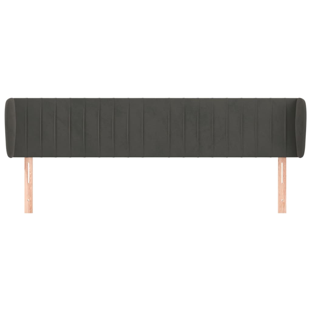 vidaXL Tăblie de pat cu aripioare gri închis 203x23x78/88 cm catifea