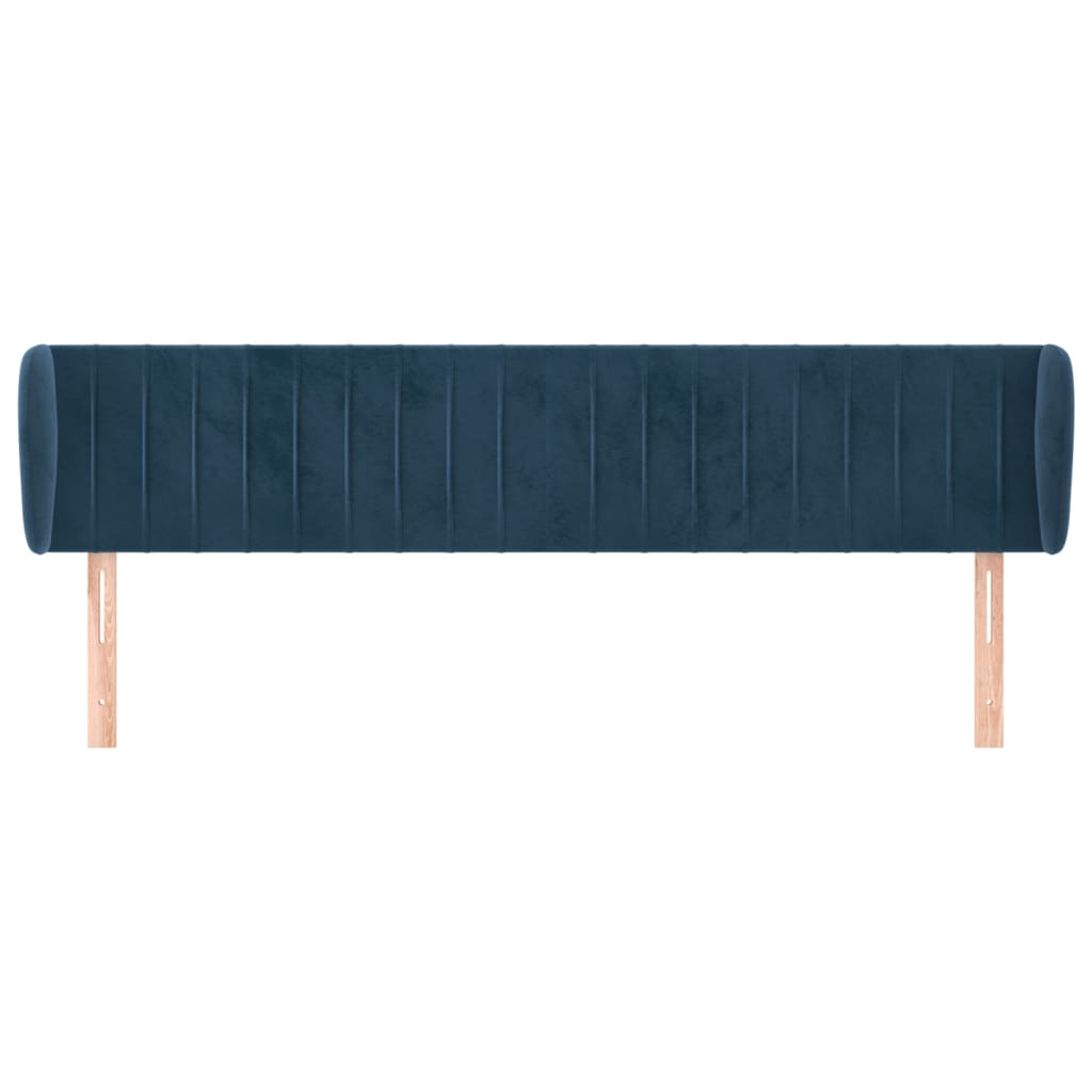 vidaXL Tăblie pat cu aripioare albastru închis 203x23x78/88 cm catifea