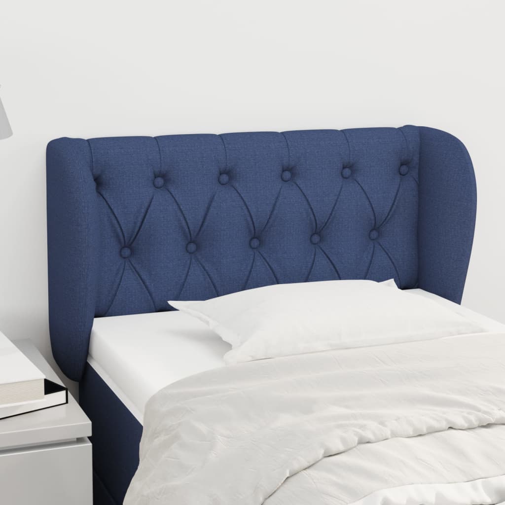 vidaXL Tăblie de pat cu aripioare, albastru, 83x23x78/88 cm textil vidaXL Tăblie de pat cu aripioare, albastru, 83x23x78/88 cm textil