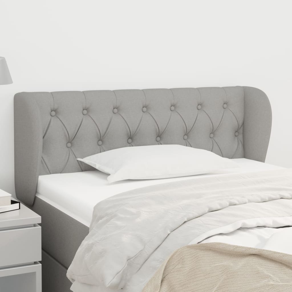 vidaXL Tăblie de pat cu aripioare gri deschis 103x23x78/88 cm textil vidaXL Tăblie de pat cu aripioare gri deschis 103x23x78/88 cm textil