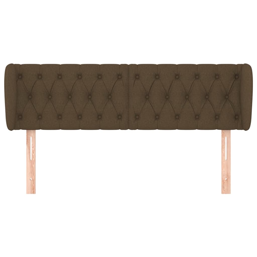 vidaXL Tăblie de pat cu aripioare maro închis 147x23x78/88 cm textil