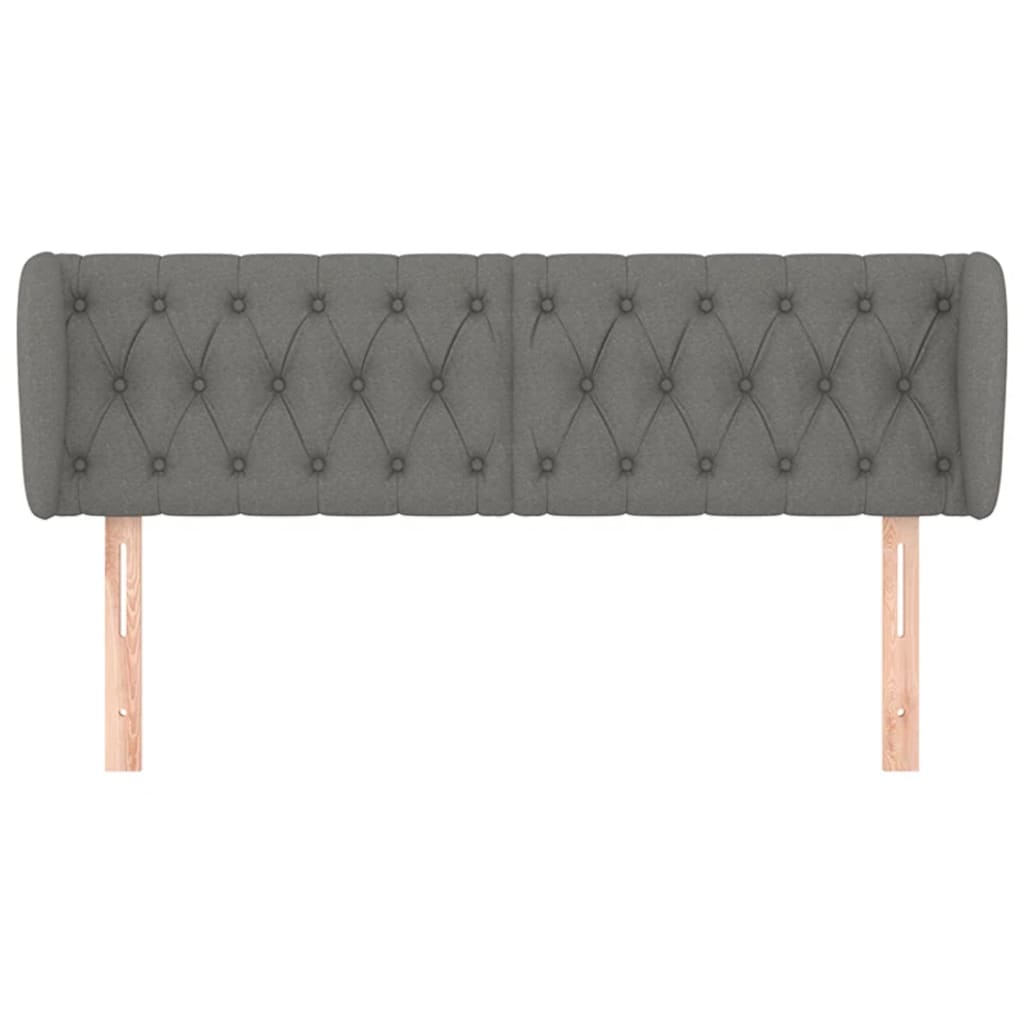 vidaXL Tăblie de pat cu aripioare gri închis 163x23x78/88 cm textil vidaXL Tăblie de pat cu aripioare gri închis 163x23x78/88 cm textil