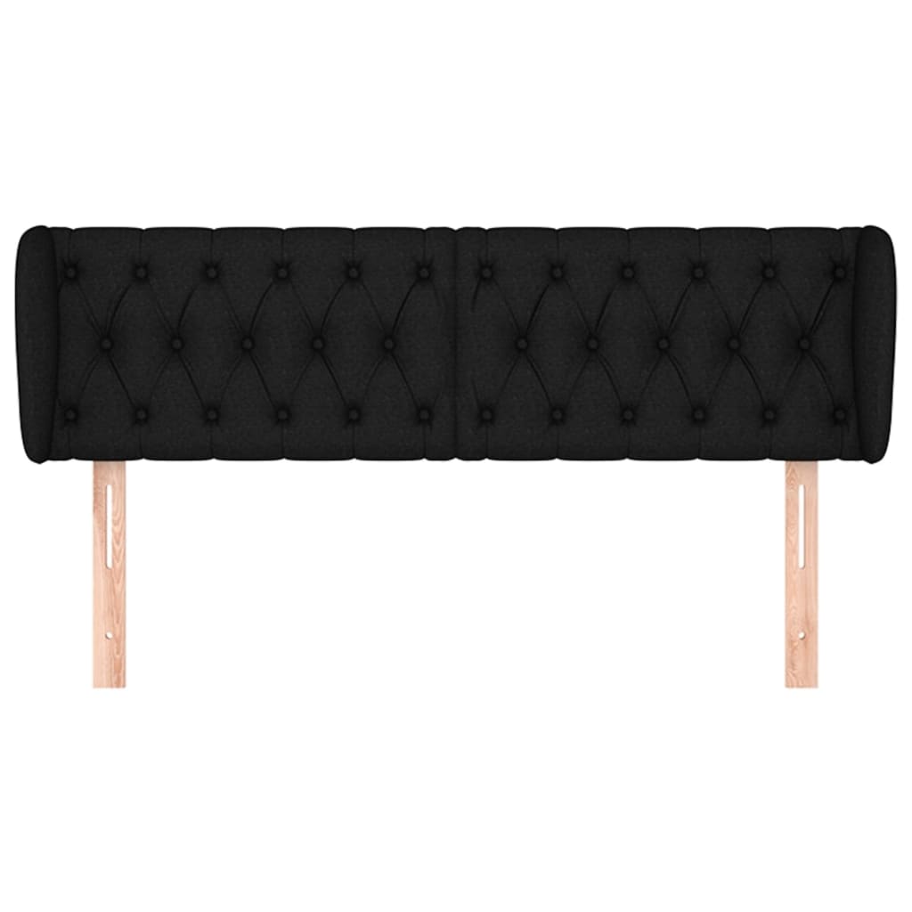 vidaXL Tăblie de pat cu aripioare negru 163x23x78/88 cm textil