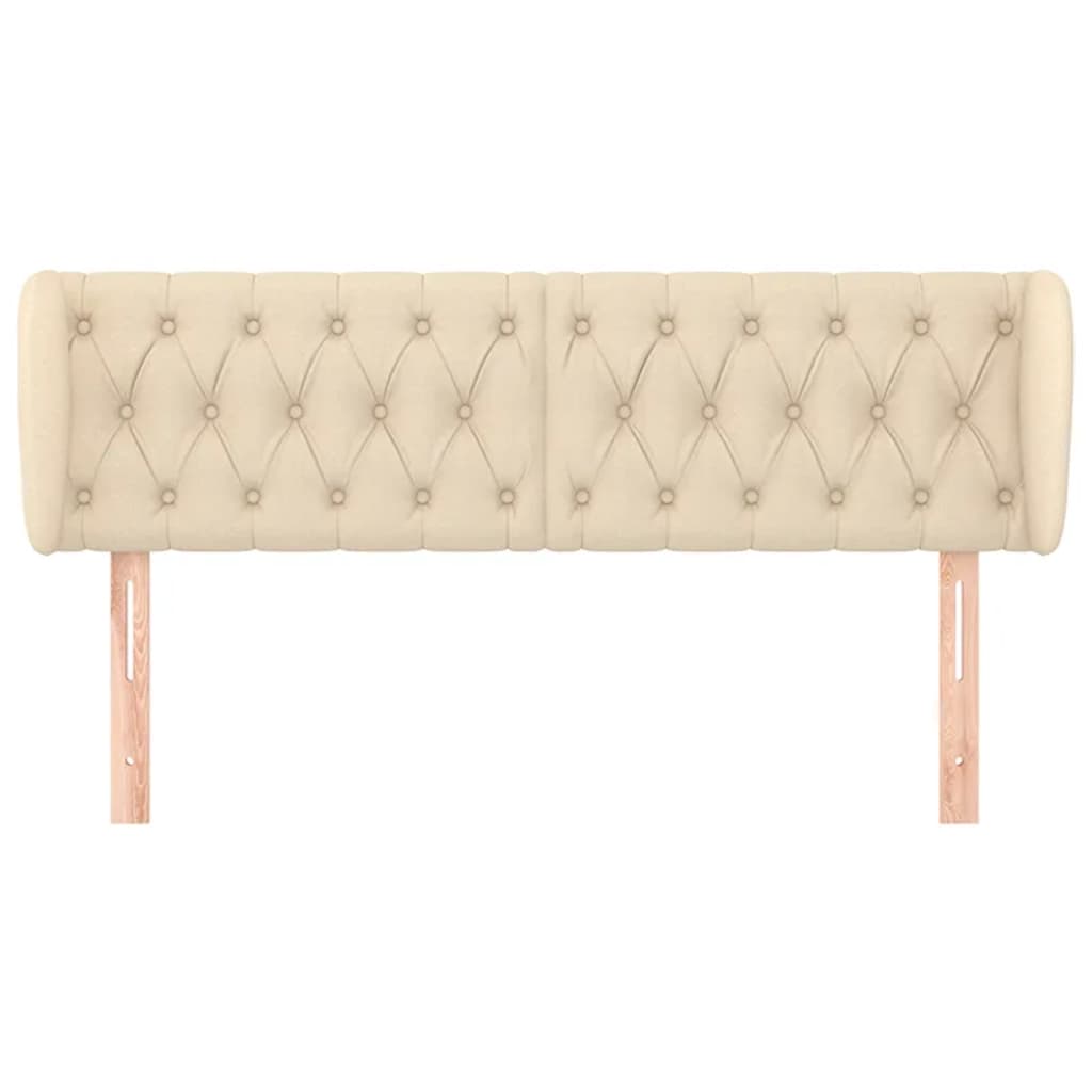 vidaXL Tăblie de pat cu aripioare crem 163x23x78/88 cm material textil vidaXL Tăblie de pat cu aripioare crem 163x23x78/88 cm material textil