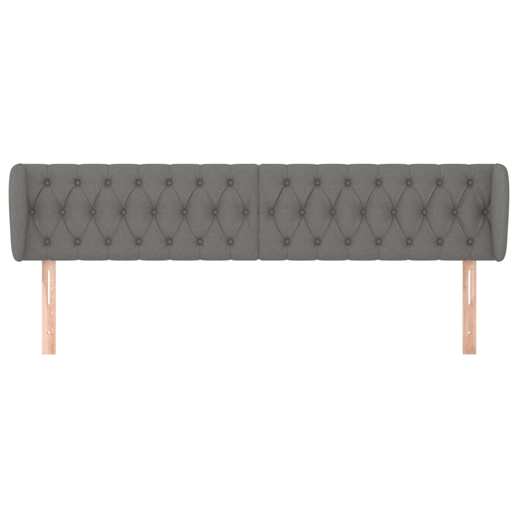 vidaXL Tăblie de pat cu aripioare gri închis 203x23x78/88 cm textil