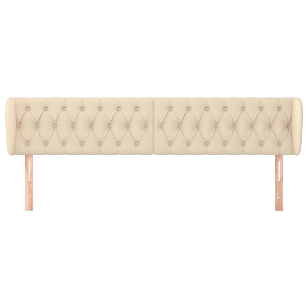 vidaXL Tăblie de pat cu aripioare crem 203x23x78/88 cm textil vidaXL Tăblie de pat cu aripioare crem 203x23x78/88 cm textil