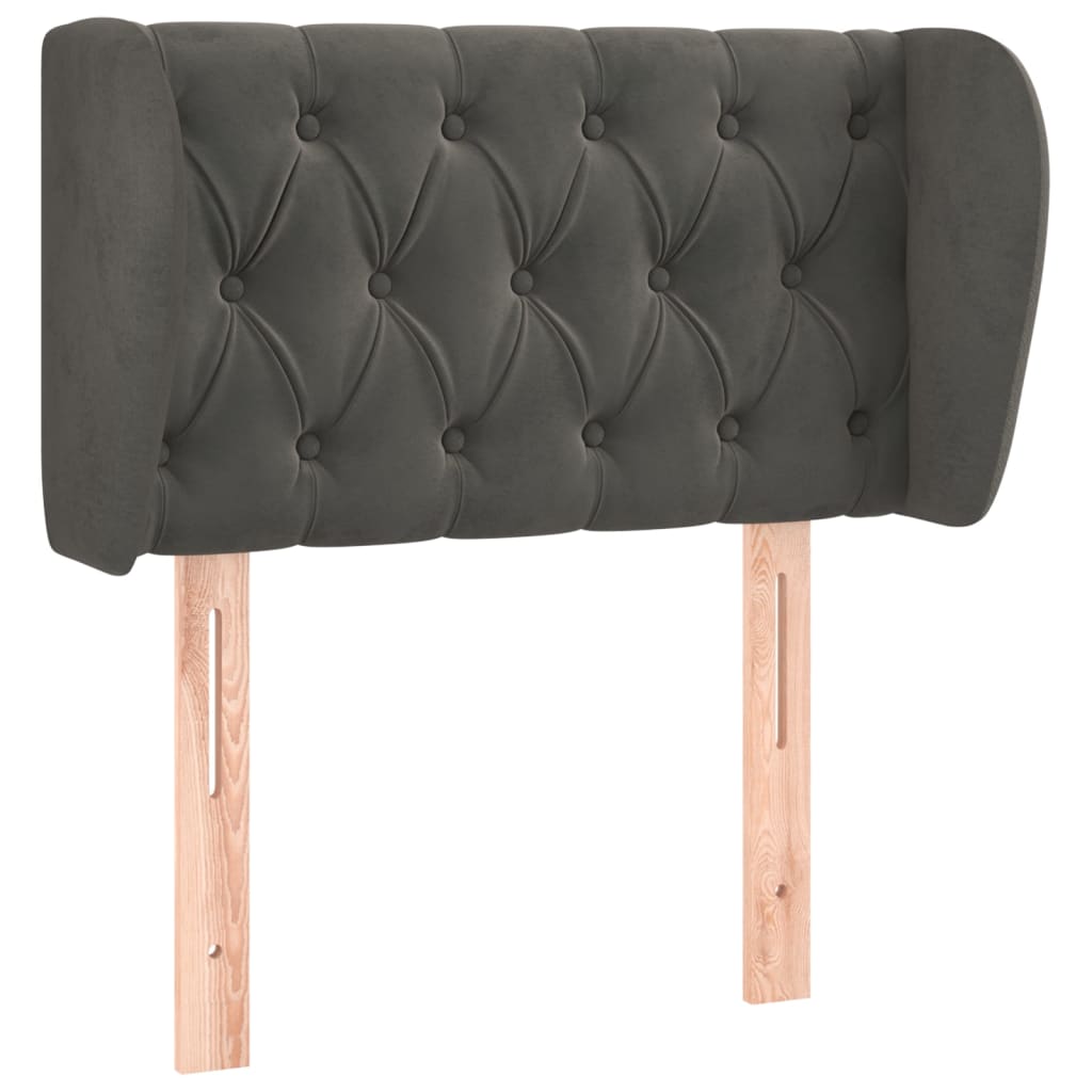 vidaXL Tăblie de pat cu aripioare gri închis 83x23x78/88 cm catifea