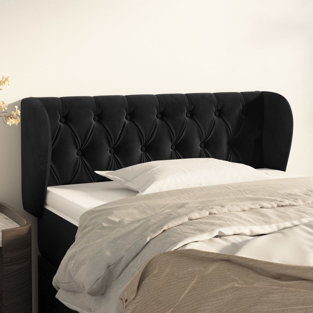 vidaXL Tăblie de pat cu aripioare negru 103x23x78/88 cm catifea