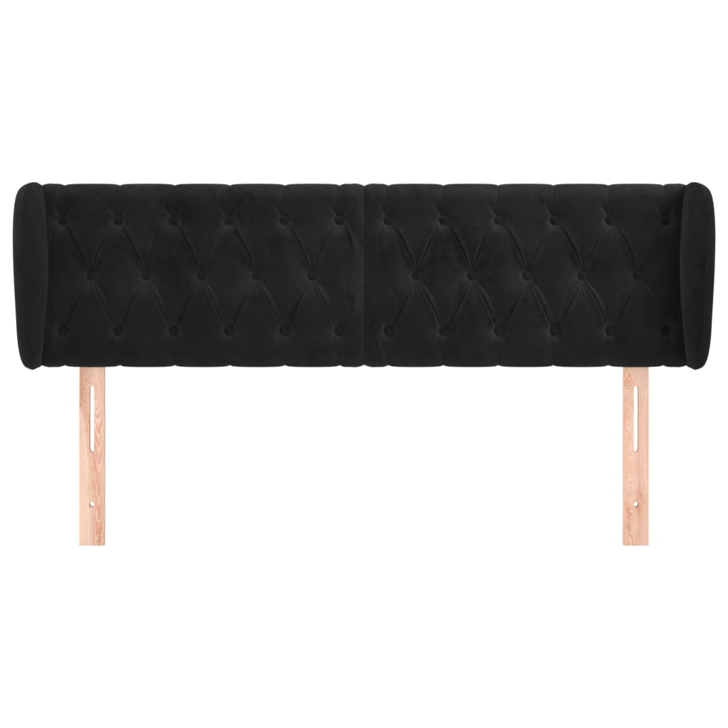 vidaXL Tăblie de pat cu aripioare negru 147x23x78/88 cm catifea vidaXL Tăblie de pat cu aripioare negru 147x23x78/88 cm catifea