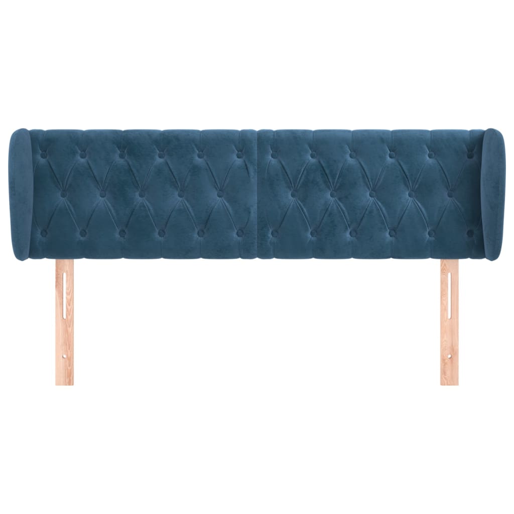 vidaXL Tăblie pat cu aripioare albastru închis 147x23x78/88 cm catifea