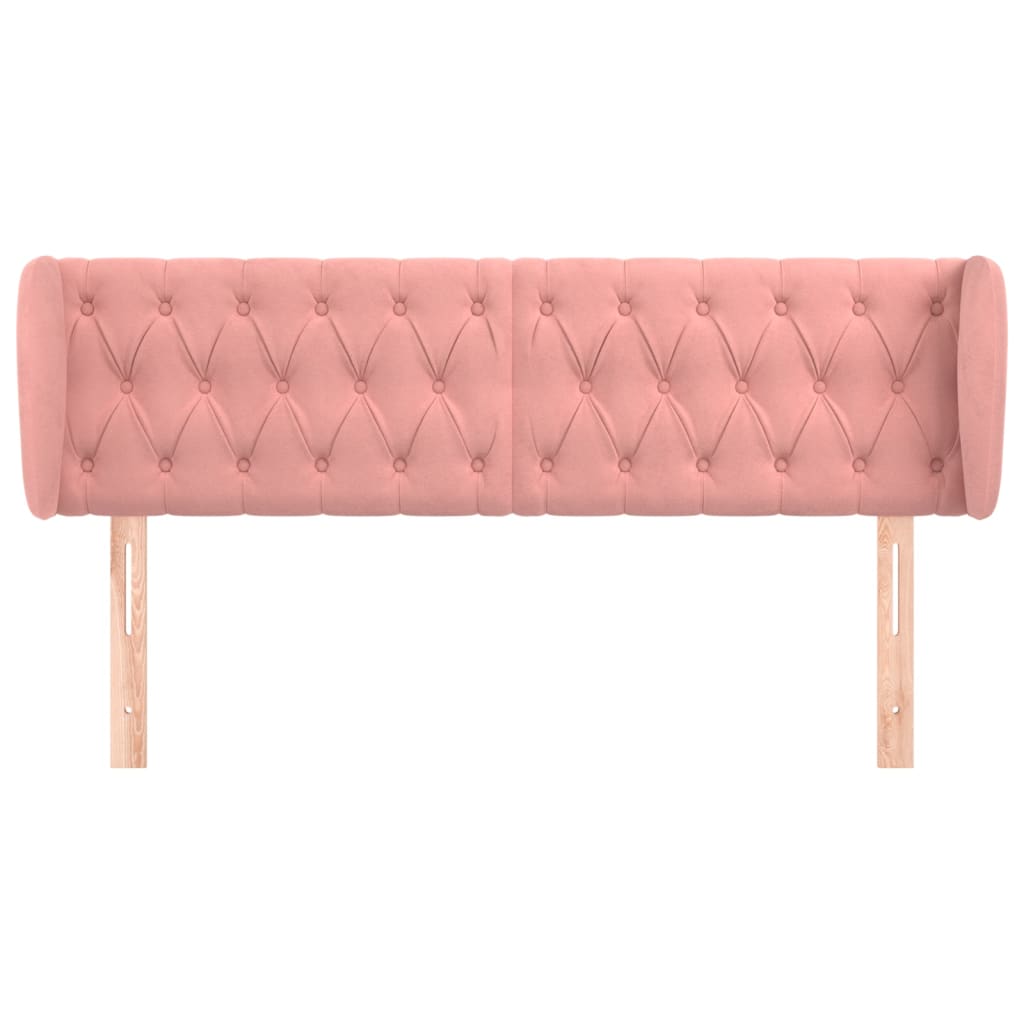 vidaXL Tăblie de pat cu aripioare roz 147x23x78/88 cm catifea