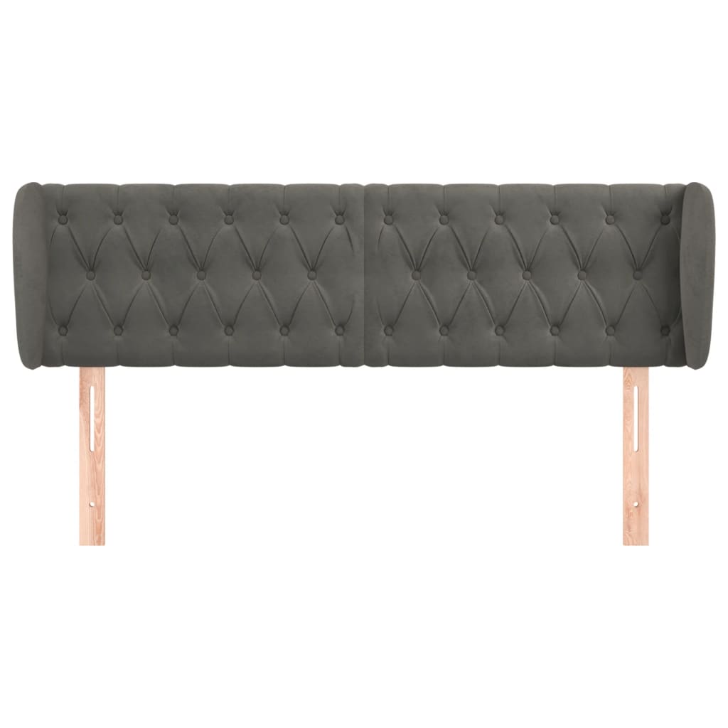vidaXL Tăblie de pat cu aripioare gri închis 163x23x78/88 cm catifea vidaXL Tăblie de pat cu aripioare gri închis 163x23x78/88 cm catifea