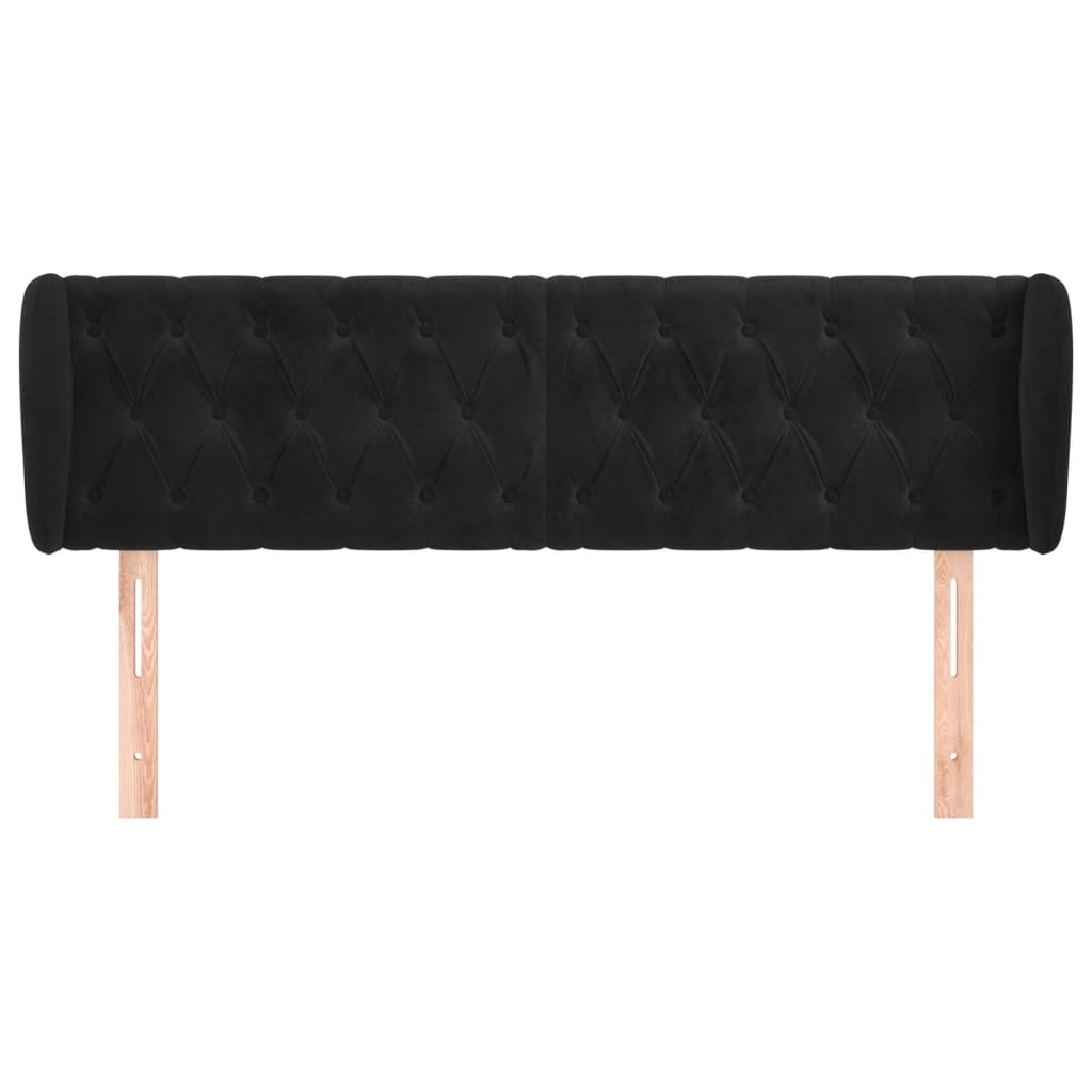 vidaXL Tăblie de pat cu aripioare negru 163x23x78/88 cm catifea