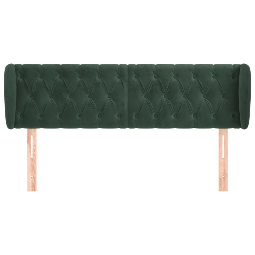 vidaXL Tăblie de pat cu aripioare verde închis 163x23x78/88 cm catifea