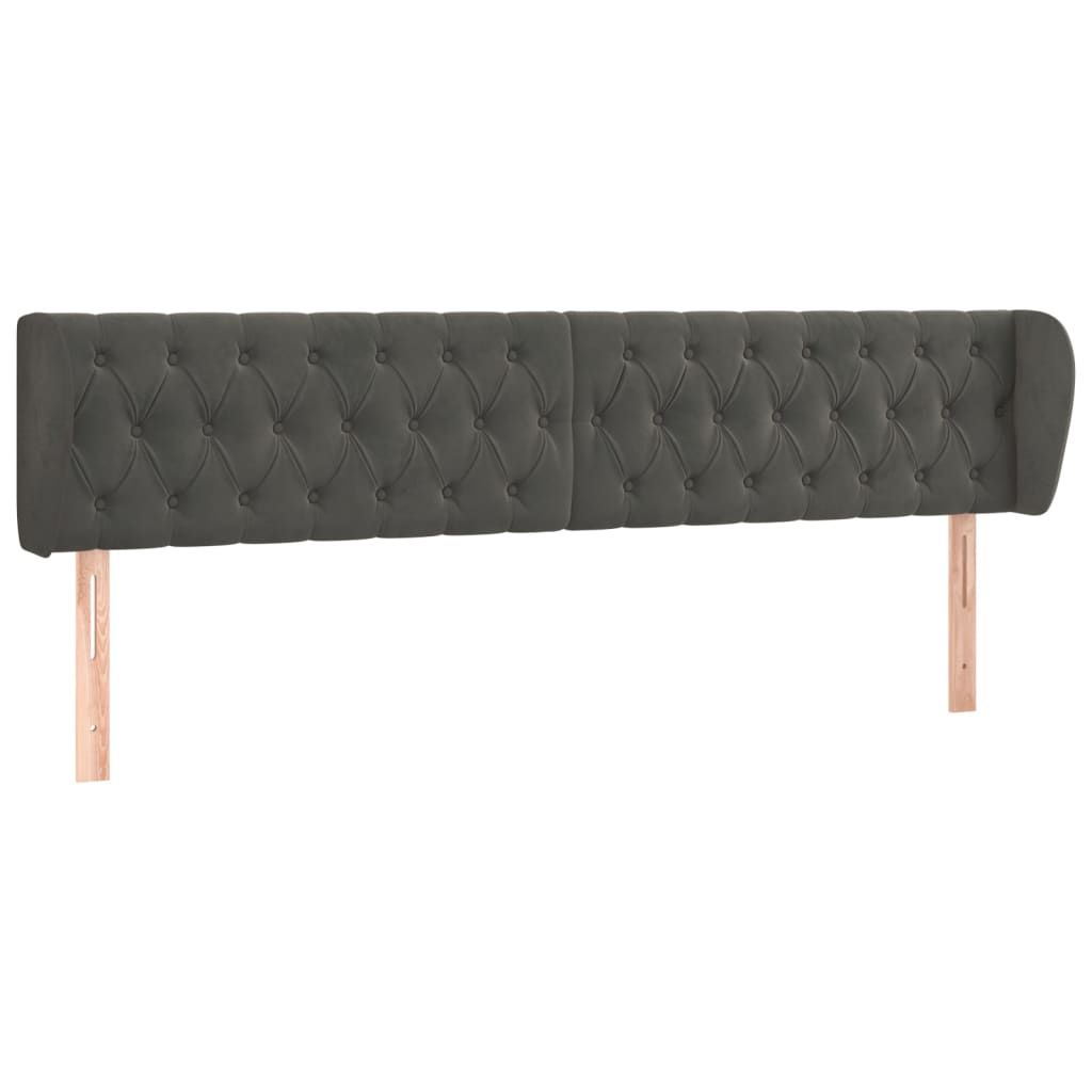 vidaXL Tăblie de pat cu aripioare gri închis 183x23x78/88 cm catifea